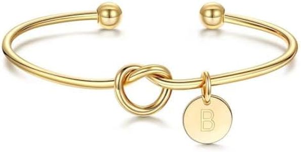 M MOOHAM Teen Girl Gifts - Birthday Gifts for Girls 6 7 8 9 10 11 12 13 14 15 16 Year Old Girls Gift Teenage Tween Girl Gift Idea Initial B Cuff knot Bracelet gold Jewelry
