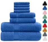 Midland Bedding 8 Piece Bale Towel Set, Cotton Towels Set - 4 Wash Cloths/Face Towels, 2 Bath Towels and 2 Hand Towels for Bathroom. 400 GSM Thread Count (Royal Blue)