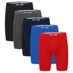 GITYEE Men's Underwear, Performance Mesh Underwear Boxer Briefs for Men, Pack of 5, Black/Grey/Navy/Blue/Red, S