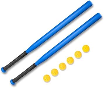 Hikeen Baseball Bat Set Include 2 Plastic Baseball Bat 32 Inch & 6 Plastic Balls Indoor Outdoor for Baseball Softball Batting Practice Kids Youth Adult