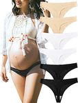 KUKU PANDA No Show Thongs for Women Ladies Maternity Comfortable Panties Seamless Underwear Set Athletic Workout Variety Pack (Black/White/Beige, X-Large)