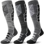 Anlisim Merino Wool Ski Thermal Unisex Socks for Men Women Winter Warm Thick Knee High Long Skiing Snowboarding Socks 3 Pairs Gift Stocking Stuffers(Black/Light Grey/Dark Grey,Medium)