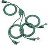 DEWENWILS 13Ft End to End Outdoor Extension Cord Multiple Outlets, Evenly Spaced 3 Outlets Plugs with Cover, 16/3 SJTW Weatherproof Wire for Outdoor String Lights and Holiday Decorations, 1 Pack