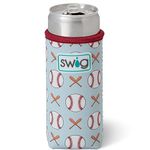 Swig Life Slim Can + Bottle Cooler, Neoprene Insulated Can Sleeve Jacket for Slim Size 12oz Cans or Bottles Seltzer, Home Run Skinny Can Coolie