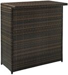 Crosley Furniture Palm Harbor Wicker Outdoor Bar Table with Storage for Backyard, Patio, Deck, Balcony, Brown