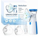 Umite Chef Portable Mesh Nebulizer Machine for Adults & Kids | Rechargeable Handheld Steam Inhaler | Silent Mini Nebulizer for Asthma, Cough, Breathing Therapy | USB Powered - Blue