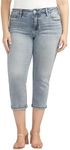 Silver Jeans Co. Women's Plus Size Suki Mid Rise Curvy Fit Capri Jeans, Med Wash Cvs268, 18 Plus