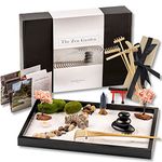 Island Falls Home Zen Garden Kit. 11x8 Beautiful Premium Japanese Mini Rock Garden Meditation Gift Set for Home & Office Desk Accessories. Zen Sand, 6 Tools, 15 Features. Mindfulness Gifts Decor Women