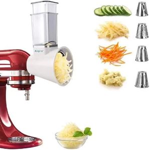 Slicer/Shredder Attachments for KitchenAid Stand Mixers, Food Slicers Cheese Grater Attachment, Salad Maker Accessory Vegetable Chopper with 4 Blades Dishwasher Safe