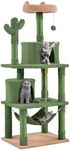 Yaheetech Cactus Cat Tree for Indoor Cats, 62in Cat Tower with Scratching Posts, Hammock & Dangling Ball, Multi-Level Condo Activity Center Furniture