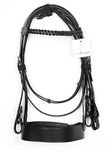 Aces Equine HUNTER BRIDLE BLACK WITH 2" NOSEBAND & 1" PLATED BROWBAND PREMIUM QUALITY (COB)