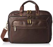 Heritage Products Unisex's Colombian Leather Double Gusset Top Zip Ez Scan Computer Case Holds Most 15.6" Size Laptops with Ipad/Tablet Pocket Messenger Bag, Brown