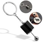 Cassarina Stainless Steel Six Speed Manual Transmission Shift Gear Box Fidget Toy Automotive Part Car Keychain Key Ring Key Chain Ring Keyrings Keyfob [Black]