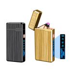 ULMCULM 2 Pack Electric Lighter, USB Rechargeable Lighter, Plasma Dual Arc Lighter, Windproof Flameless Lighter, Pocket Metal Lighter with LED Battery Indication for Indoor Outdoor (Black&Gold)