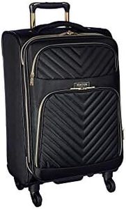 Kenneth Cole Reaction Chelsea 20" Polyester-Twill Expandable, Black, 2pc Bundle (Carry On+Backpack), Chelsea Women's Luggage Chevron Softside Expandable 8-Wheel Spinner Expandable Suitcase Collection