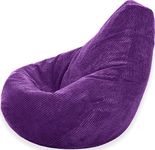 Gilda | Adult Highback – DaVinci Thick & Comfy Corduroy Fabric Gaming Beanbag Lounger Delivered Pre-Filled, Virgin Polyester Beans(Base 92cm x 80cm Back Support, Aubergine)