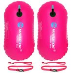 Swim Buoy Float - 2 Packs Swimming Bubble Safety Float with Adjustable Waist Belt for Open Water Swimmers,Triathletes,Snorkelers,Safe Swim Trainers,Kayakers (2PCS-Magenta)