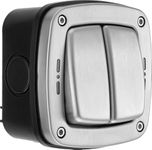 BG Electrical Outdoor Double Wall Switch with LED Indicator, Decorative Weatherproof, Stainless Steel, 2-Way, 20A, IP66 Rated, WPL42