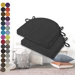 Kimgull U Shaped Chair Pads for Dining Chairs Set of 2, Non Slip Chair Cushions with Ties, Cover Removable Soft Foam Seat Cushion for Kitchen Dining Living Room Cafe (Black 17x16.5x16x2in)
