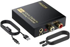 PROZOR 192Khz Digital to Analog Audio Converter Support 5.1CH Optical to RCA Converter with Magnetic Ring Power Cord Digital Toslink SPDIF to Analog L/R RCA 3.5mm Adapter for HDTV Blu-Ray DVD PS3 PS4