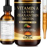 OASIS FORCE 6 in 1 Vitamin A Liquid Drops with Lutein & Zeaxanthin, Vita A Retinyl Palmitate for Skin, Vision & Immune Support, Adults & Kids Ages 6+, Vegan, Non-GMO, 2 Fl Oz