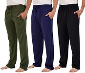 Real Essentials 3 Pack: Mens Big & Tall King Size Pajama Pants Cotton Soft Pajamas Men Flannel Bottoms Fleece Buffalo Plaid Pj Lounge Pants Sleepwear Pijamas Hombres Woven Button Fly - Set 4, 5x Tall