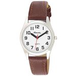 Ravel Women's Super Bold Sight Aid Watch with Big Numbers - Brown/Silver Tone/White Dial