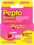 Pepto Bismol To Go Upset Stomach, Indigestion, Nausea, Heartburn and Diarrhea Relief Medicine, Cherry, 24 Chewable Tablets (2x12 Count Bottles)