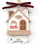 House Warming Gifts New Home Ornament Wood 2024, First Christmas in Our New Home Ornament 2024, 1st Christmas in New Home Gift Ideas for Women Men Couple, Christmas Tree Decoration 2024