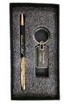 Tempt - Personalized Pen & Keychain with Name Engraved with Golden Flakes In Pen, Best for Gifting on Valentine, Christmas