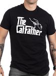 The Catfather | Funny, Cute Cat Father Dad Owner Pet Kitty Kitten Fun Humor T-Shirt-(Adult,2XL) Black