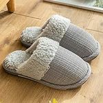 ZYYCAOMFF Mens Womens Slippers Home Indoor Warm Warm Slippers Home Floor Slipper Comfortable Soft Plush Slip-On Cozy House Shoes Indoor Male Female-Gray_9.5