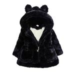 AiWMGL Kids Girls Winter Warm Coat Jacket 1T 2T Outerwear Hooded Faux Fur Thicken Fleece Baby Toddler (CA/US, Age, 3 Years, 4 Years, Black)