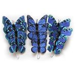 12 Pack Butterfly Decorations, DIY 3D Butterfly Stakes Decor, 2 Sizes of Butterfly Ornament for Home Fake Flower Floral Supplies Tea Party Wedding Easter Christmas Spring Fall. (Dark Blue 01)