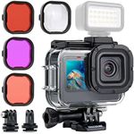 YALLSAME Waterproof Case for GoPro Hero 13 12 11 10 9 Black, 196ft Underwater Dive Protective Housing Case with 4 Pack Macro Scuba Snorkeling Diving Filters for Go Pro 9 10 11 12 13 Accessories