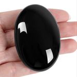 XIANNVXI 2.4" Large Black Obsidian Crystal Stone Polished Palm Healing Gemstone 0.7" Thick Pocket Worry Stone Crystal for Massage Reiki Stress Relief Balancing Meditation Accessories