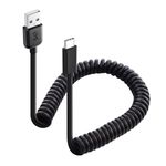 Cable Matters USB to USB C Coiled Cable with 3A/15W Fast Charging 0.3-1.2m, Support Apple CarPlay, Android Auto, Coiled USB A to USB C Cable, for iPhone 15/15 Pro/15 Plus/15 Pro Max, Galaxy S23, iPad