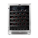 Whynter BWR-408SB 24 inch Built Undercounter Stainless Steel Wine Refrigerator with Reversible Door, Digital Control and Lock, 46-Bottle