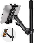 LMS iPad Holder for Mic Stand, Micophone Music Stand Tablet Phone Holder Mount, Exercise Bike Handlebar Clamp Mount Treadmill Tablet iPad Holder for Tablets & Phones 4-13.5 inches