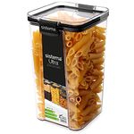 Sistema Ultra Tritan Airtight Pantry Storage Container | 1.3 Litre Square Food Storage Container | Stackable | with Locking Clips | BPA-Free | Clear with Black Accents