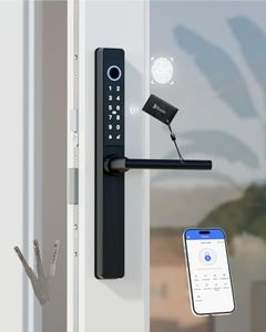 Electronic Smart Door Lock Fingerprint Door Lock with Keypad,Smart Lock for Front Door Children Proof Deadbolt IC Card, App Control & Mechanical Key