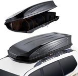 VEVOR Rooftop Cargo Carrier, 18 Cubic Feet Roof Cargo Box, ABS Hard Shell Roof Box, with Dual-Sided Opening and 2 Reinforced Straps, Aerodynamic, Suitable for most Crossbar, for Car, Wagon, SUV, Black