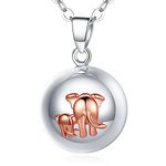 EUDORA Harmony Ball Angel Caller Pregnancy Women Necklace Rose Gold Elephant Mother and Kid Wishing Chime Ball Bola Pendant for Future Mama Fashion Jewellry Original Gift for Women, 30inch + 45inch