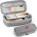 KPX Big Capacity Pencil Pen Case Bag with Zipper Office College School Storage Large Capacity Bag Pouch Holder Box Organizer Colorful (Grey)