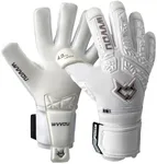WVVOU Soccer Goalie Gloves for Adults and Youth, High Performance Goalkeeper Gloves with 5 Detachable Finger Saves, Soccer Gloves with 4mm Sticky Latex Palm (White, 9)