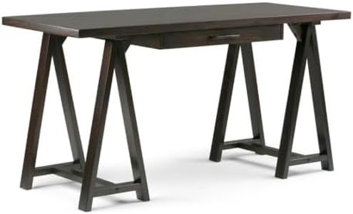 BosomHug 60 Inch Writing Table with Keyboard Tray, Solid Wood Computer Desk, Modern Industrial Style Espresso Finish, Sturdy Sawh
