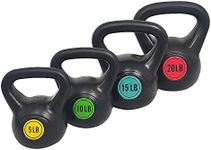 Sporzon! Wide Grip Kettlebell Exercise Fitness Weight Set, Includes 5 lbs, 10 lbs, 15 lbs, 20lbs, Multicolor