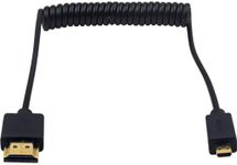 TAAPSEE Micro HDMI to HDMI Coiled Cable, HDMI to Micro HDMI Coiled Cable, Extreme Slim/Thin Micro HDMI Male to HDMI Male Coiled Cable for 1080P, 4K, 3D, and Audio Return Channel (1.2M/4FT)