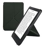 kwmobile Origami Case Compatible with Kobo Clara BW/Colour Case - Slim PU Leather Cover with Stand - Dark Green