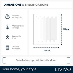 LIVIVO Electric Heated Blanket – Grey Fleece Throw